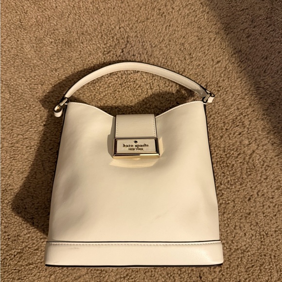 Kate Spade White Shoulder Bag with Structured Design